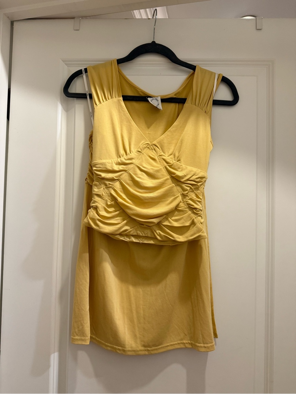 Women's Mustard Ruched V-Neck Tank Top and skirt set